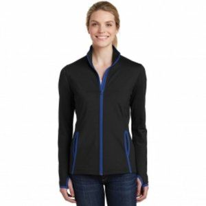 Sport-Tek Women's Stretch Contrast Full-Zip Jacket_Black/ True Royal